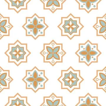 Arabesque seamless pattern tiles. Oriental ceramic tiles design pastel colors. Illustrazione stock