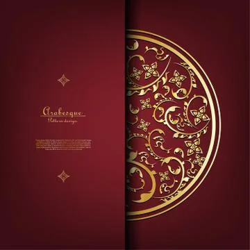 Arabesque Thai element pattern gold background card template vector Stock Illustration
