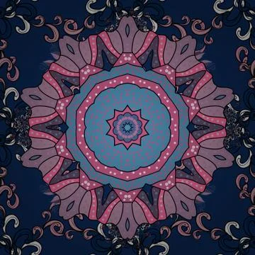 Arabesque. Vector circular abstract mandalas pattern. Round ornament with intert Stock Illustration