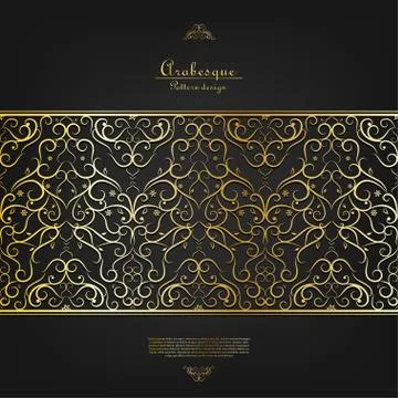 Arabesque vintage element gold background border vector Stock Illustration