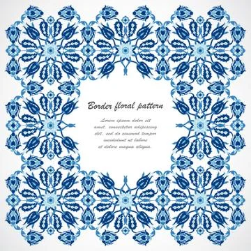 Arabesque vintage frame border elegant floral decoration print f Stock Illustration