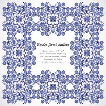 Arabesque vintage frame border elegant floral decoration print for design t.. Illustrazione stock