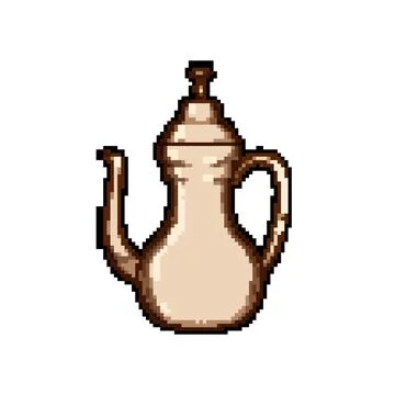 Arabian arabic tea pot pixel art vector illustration Stock Illustration