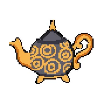 Arabian arabic tea pot pixel art vector illustration Stock Illustration
