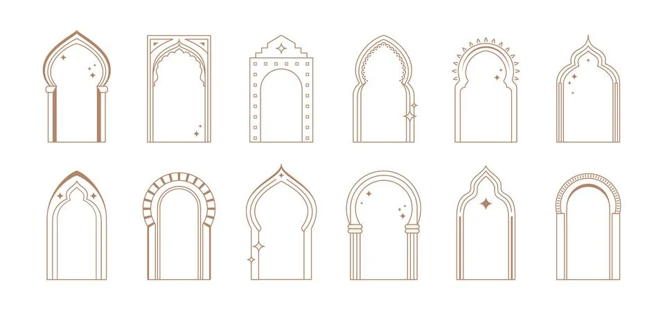 Arabian boho frames, Islamic, Arabic Moroccan gate Stock Illustration