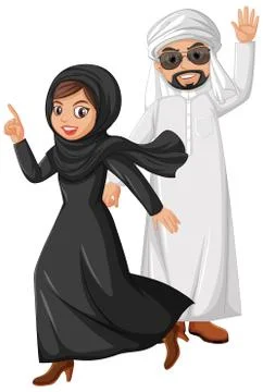 Arabian couple on white background Ilustração Stock