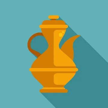 Arabian dallah coffee pot flat icon design Stock Illustration