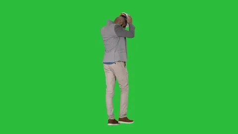Arabian engineer with hardhat walking Safety concept on a Green Screen, Chroma Stock Footage 107959729