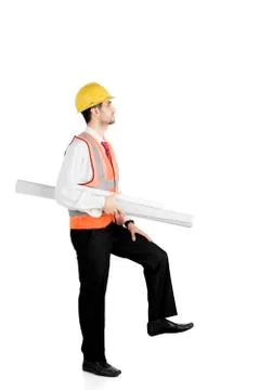 Arabian engineer posing step on the staircase 스톡 사진