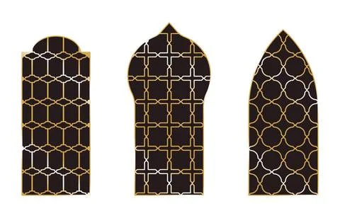 Arabian golden window frame set. Stock Illustration