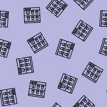 Arabian house line vector seamless pattern 库存插图