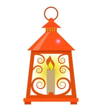 Arabian lantern for ramadan icon flat style. Isolated on white background Stock Illustration