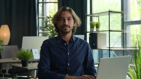Arabian middle eastern ethnic man businessman programmer software coder office Stock Footage 257912358
