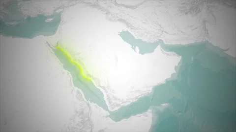 Arabian Peninsula 3D Map Animation with Country Hightlighed on World Map Stock Footage 336497549
