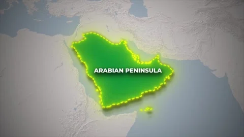 Arabian Peninsula Highlighted on Topographical Map Animation Stock Footage 336503830