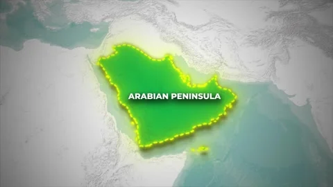 Arabian Peninsula Map Animation with Glowing Border on Topography Map Background Vídeos de archivo 336503828