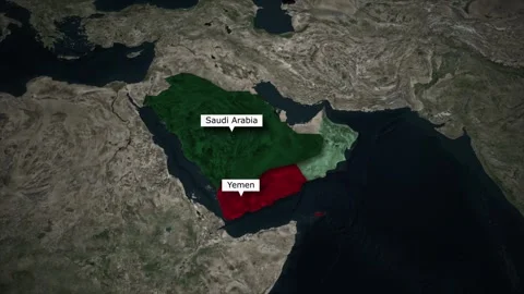 Arabian Peninsula Map Zoom Animation Highlighting Countries on Satellite  Map Vídeos de archivo 336497530