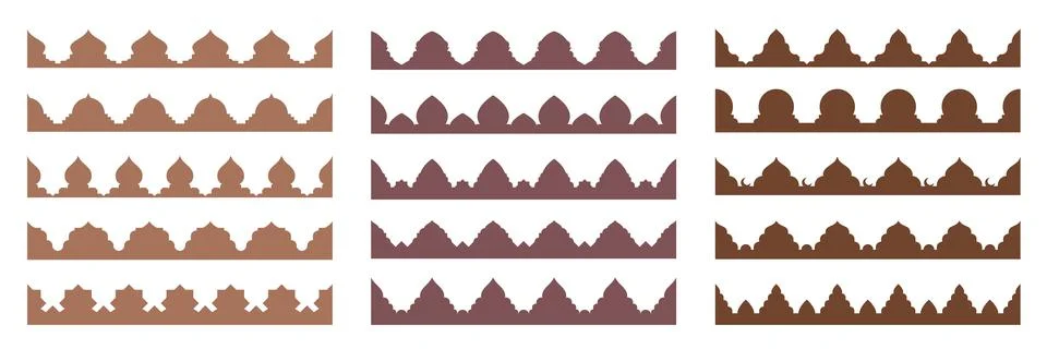 Arabian Saudi pattern decor old Islamic border set Stock Illustration