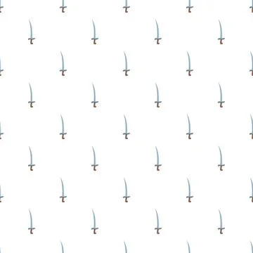 Arabian scimitar sword weapon repeating seamless pattern Stock Illustration
