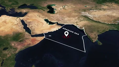 Arabian Sea Map Animation  Ocean and Surrounding Countries Stock Footage 311966500