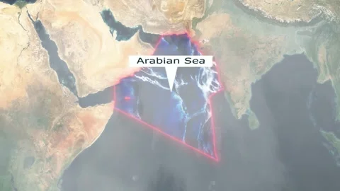 Arabian Sea Map - Clouds Effect Stock Footage 267796918