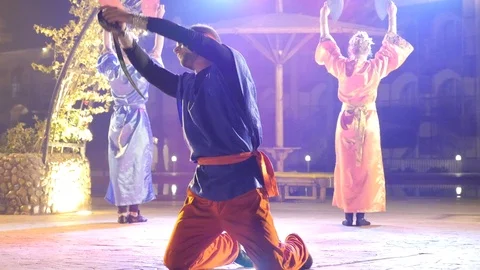 Arabian Street Performance Stock Footage 86876942