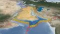 Arabian tectonic plate extruded. Blue Marble. Enhanced version 4k or 4k+ Resolution