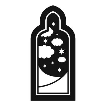 Arabian window showing night sky with clouds and stars Stock Illustration