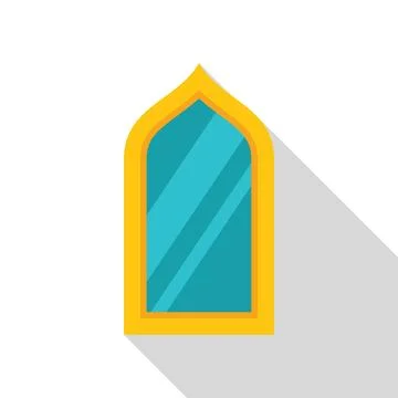 Arabian window with yellow frame and blue glass reflecting light Stock Illustration