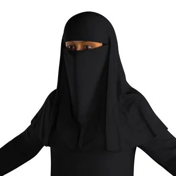 Arabian Woman in Black Abaya 3D Model ~ 3D Model #90939970