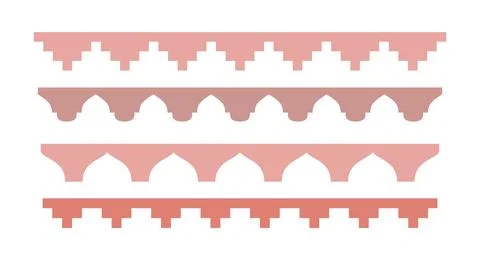 Arabic abstract borders. Simple boho roof lines. Moroccan arch shape. Vector Stock Illustration