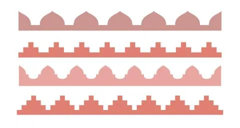 Arabic abstract house borders. Simple boho roof top lines. Vector oriental Stock Illustration