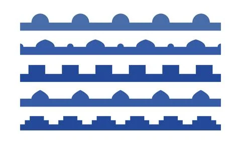 Arabic abstract wall borders. Simple boho roof lines. Moroccan blue arch shape Stock Illustration