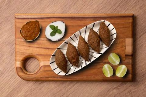 Arabic appetizer kibbeh . top view Stock Photos