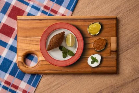 Arabic appetizer kibbeh . top view Stock Photos