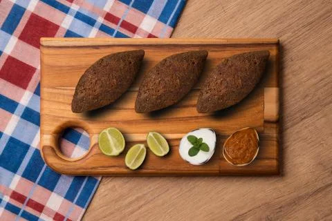Arabic appetizer kibbeh . top view Stock Photos