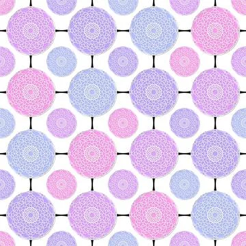 Arabic arabesque seamless pattern with colorful circles. Holiday background Stock Illustration