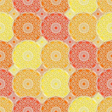 Arabic arabesque seamless pattern with colorful circles. Holiday background Stock Illustration