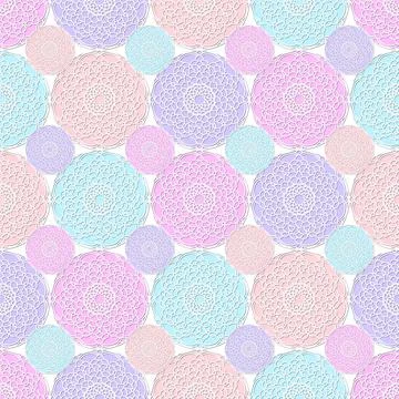 Arabic arabesque seamless pattern with colorful circles on white background Stock Illustration