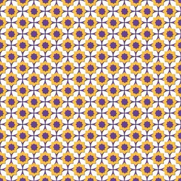 Arabic arabesque seamless pattern with colorful elements on white background Stock Illustration