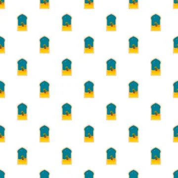 Arabic arch window desert night seamless pattern Stock Illustration