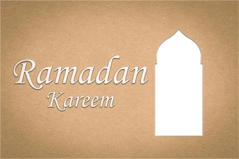 Arabic arch windows or doors and 'Ramadan Kareem', paper cut style Stock Photos