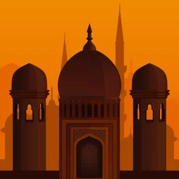 Arabic architecture. Islamic background Stock Illustration
