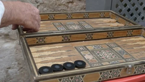 Arabic backgammon game in old city, jerusalem Stock Footage 69814639
