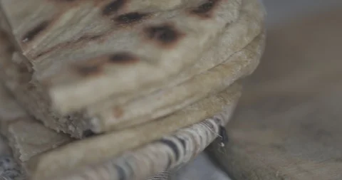 Arabic barley flat bread Stock Footage 124407323