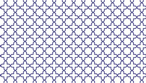 Arabic blue pattern seamless background. Islamic window style concept. Isla.. Stock Illustration