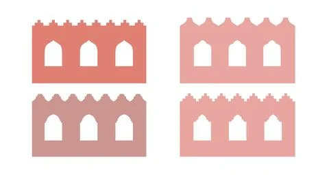 Arabic border shapes set. Beige wall designs with window, arc, door silhouette Ilustración de archivo