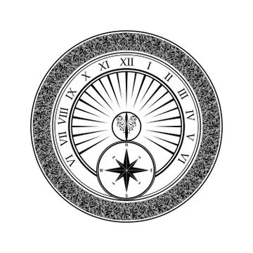 Arabic calligraphy sundial Stock Illustration