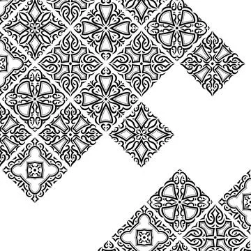 Arabic ceramic tile background. Traditional eastern decorative talavera. 库存插图