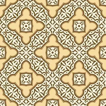 Arabic ceramic tile pattern. Traditional eastern decorative talavera. 库存插图